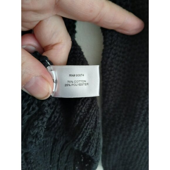 Boston Proper Womens M Black Knit Pullover Sweater V-neck Boho Casual Elevated - Picture 6 of 8